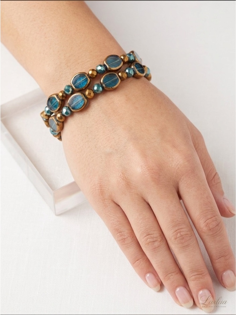 Teal Beaded Double-Row Wrap Bracelet